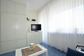 kombinierter Wohn-/Schlafbereich mit Schrankbetten und TV 